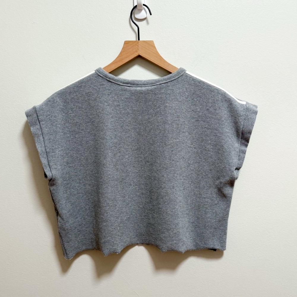 Adidas originals blue version waffle knit crop top dolphin hem shorts set gray M - Picture 8 of 16